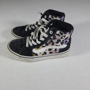 Vans Sk8-Hi Youth Size 12.5 Leopard Cheetah Print Purple Black Suede High Tops